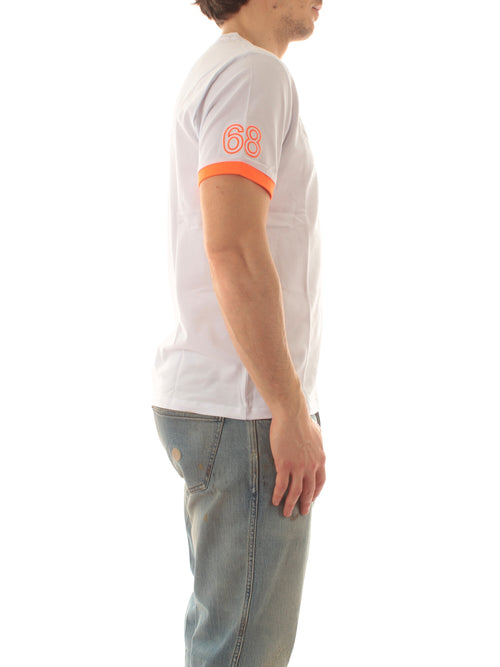 Sun 68 T-shirt logo fluo da uomo bianco