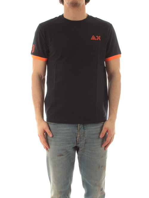 Sun 68 T-shirt logo fluo da uomo navy blue