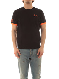 Sun 68 T-shirt logo fluo da uomo nero