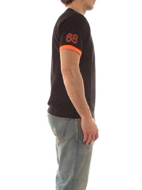 Sun 68 T-shirt logo fluo da uomo nero