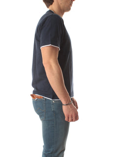 Fedeli T-shirt in jersey effetto melange da uomo blu/bianco