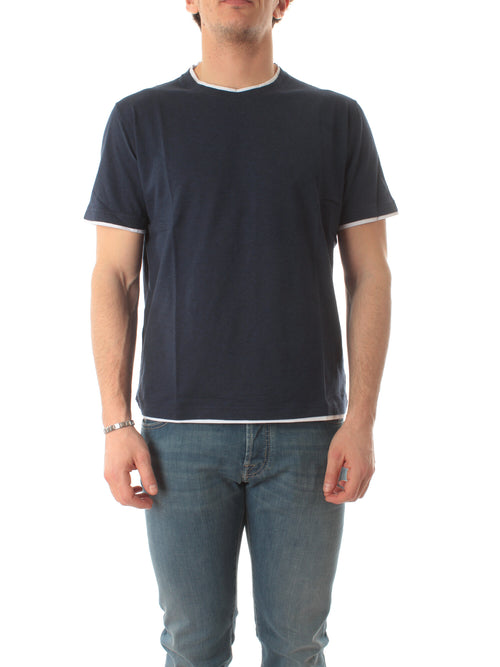 Fedeli T-shirt in jersey effetto melange da uomo blu/bianco