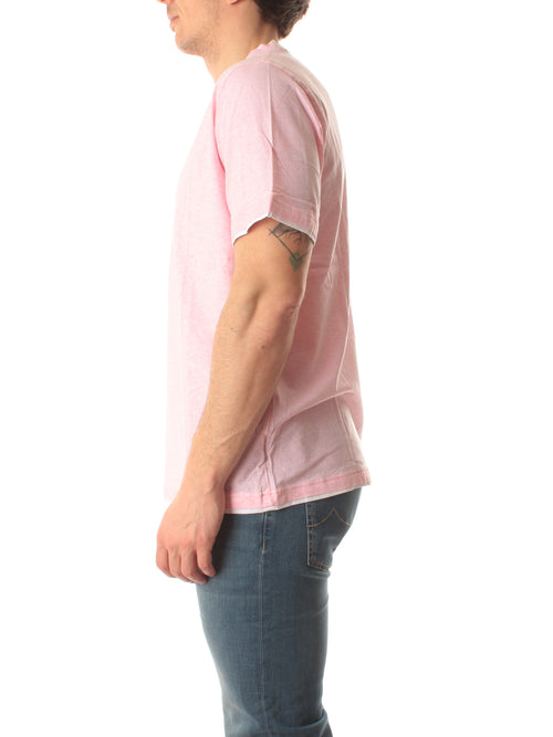 Fedeli T-shirt in jersey effetto melange da uomo rosa/bianco