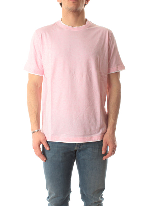 Fedeli T-shirt in jersey effetto melange da uomo rosa/bianco