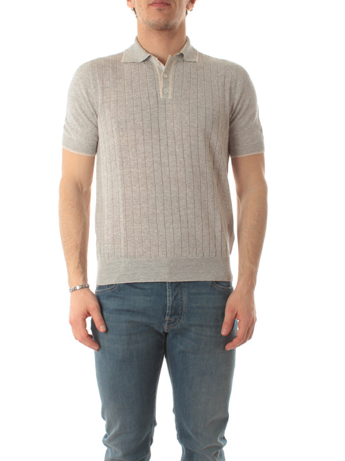 Fedeli BOBBY polo in misto lino da uomo grigio