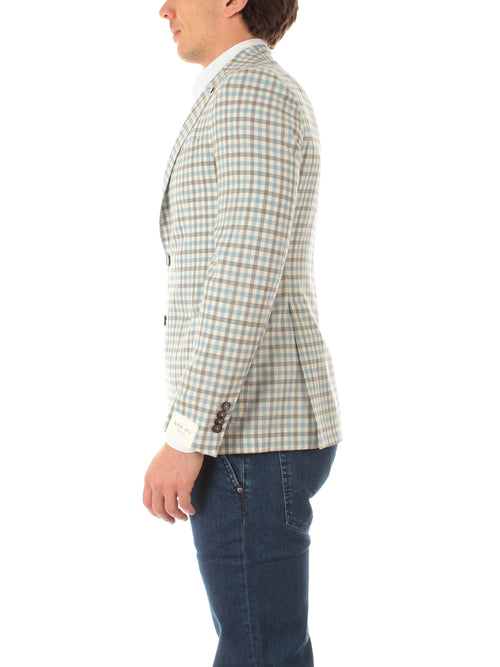Luigi Bianchi Mantova blazer monopetto da uomo avorio/azzurro/grigio