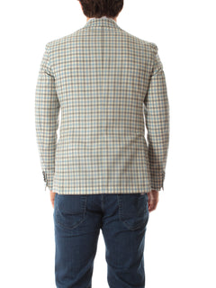 Luigi Bianchi Mantova blazer monopetto da uomo avorio/azzurro/grigio