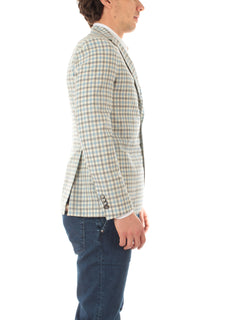 Luigi Bianchi Mantova blazer monopetto da uomo avorio/azzurro/grigio