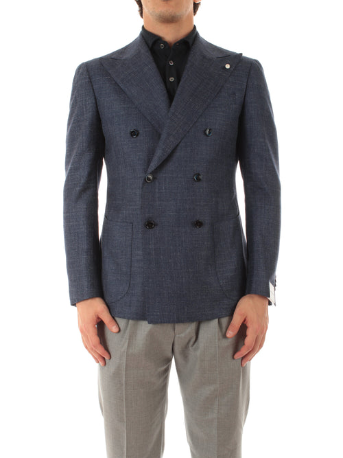 Luigi Bianchi Mantova blazer doppiopetto da uomo blu