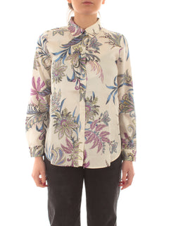 Emme Marella FOCE camicia in twill stampato da donna fondo burro st.