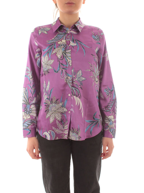 Emme Marella FOCE camicia in twill stampato da donna ciclamino