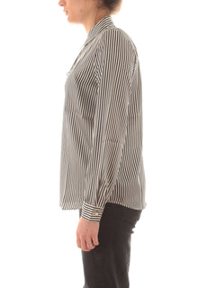 Emme Marella FOCE camicia in twill stampato da donna blu/bianco riga