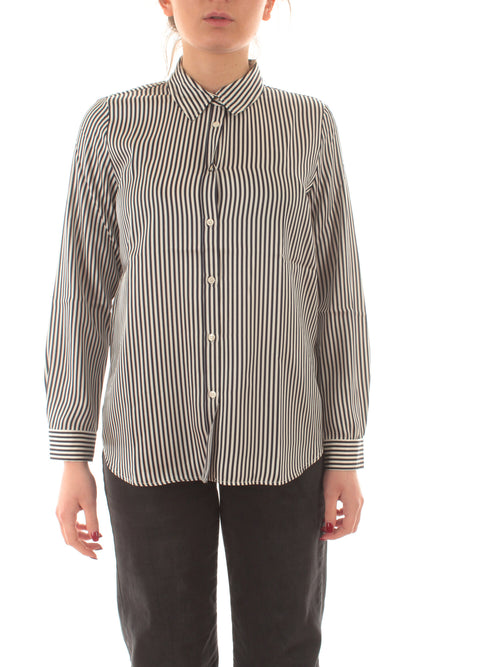 Emme Marella FOCE camicia in twill stampato da donna blu/bianco riga