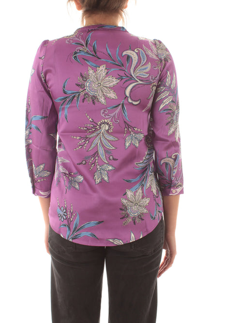 Emme Marella GEOVA blusa in twill stampato da donna ciclamino