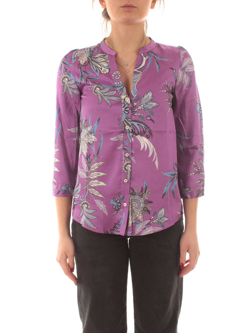 Emme Marella GEOVA blusa in twill stampato da donna ciclamino