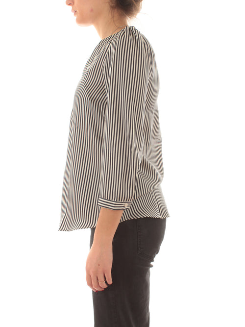Emme Marella GEOVA blusa in twill stampato da donna blu/bianco riga