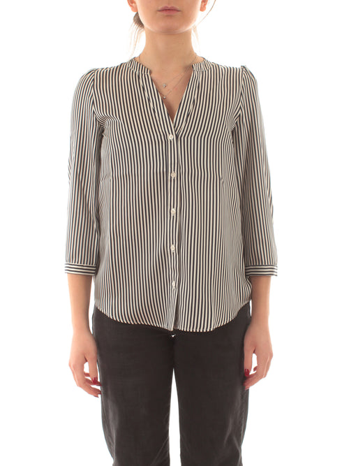 Emme Marella GEOVA blusa in twill stampato da donna blu/bianco riga