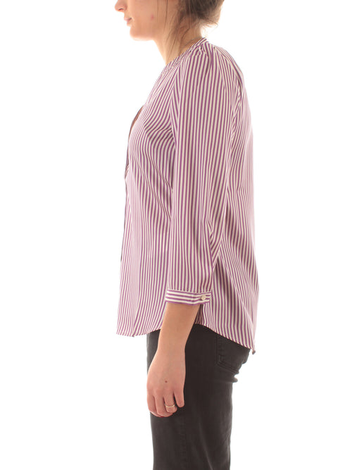 Emme Marella GEOVA blusa in twill stampato da donna ciclamino/bianco