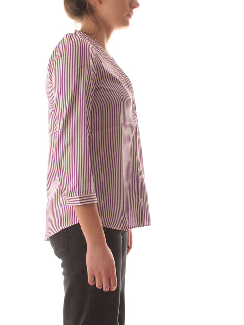 Emme Marella GEOVA blusa in twill stampato da donna ciclamino/bianco
