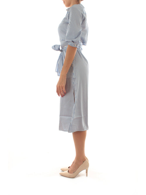 Emme Marella POZZO abito con cintura da donna azzurro/bianco