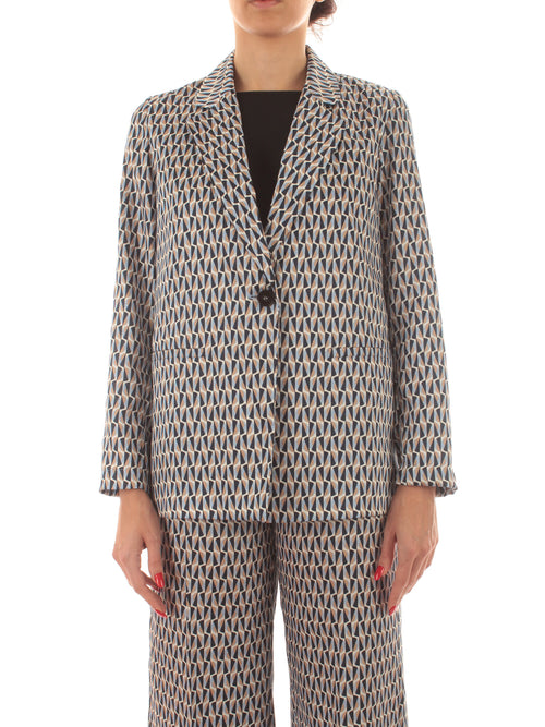 Emme Marella IMPROBI giacca blazer da donna blu geometrico