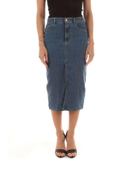 Emme Marella LIQUORE gonna longuette in denim da donna blue jeans