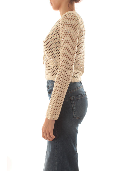 Emme Marella PLATA cardigan traforato da donna burro