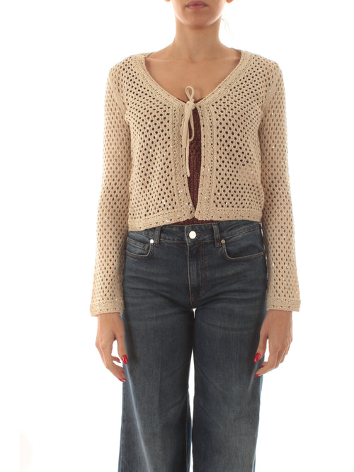 Emme Marella PLATA cardigan traforato da donna burro