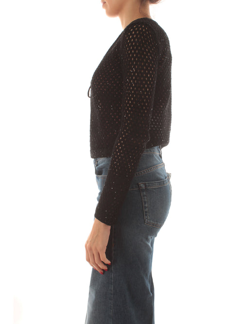 Emme Marella PLATA cardigan traforato da donna nero