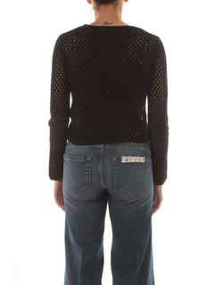 Emme Marella PLATA cardigan traforato da donna nero