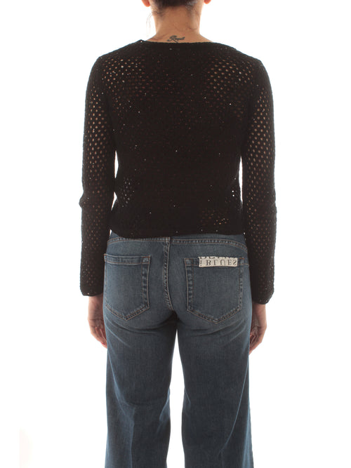 Emme Marella PLATA cardigan traforato da donna nero