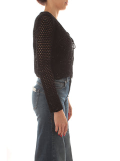 Emme Marella PLATA cardigan traforato da donna nero