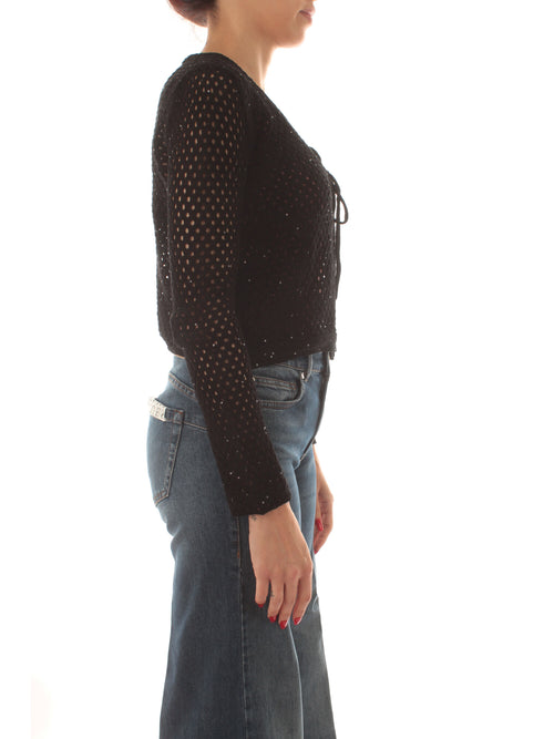 Emme Marella PLATA cardigan traforato da donna nero