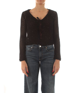 Emme Marella PLATA cardigan traforato da donna nero