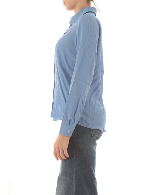 Emme Marella NEBBIA camicia in crêpe de Chine di seta da donna cielo