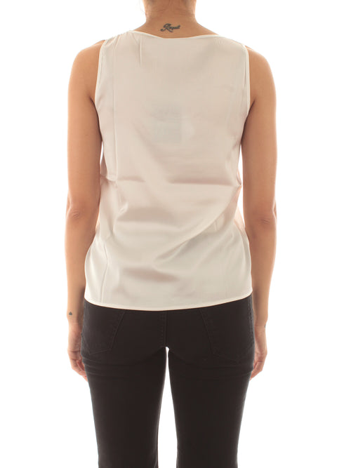 Emme Marella HIGHER top in raso da donna bianco