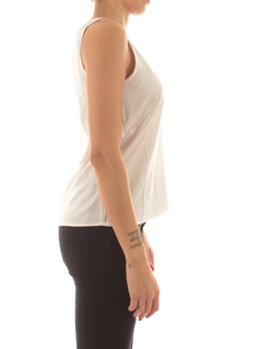 Emme Marella HIGHER top in raso da donna bianco