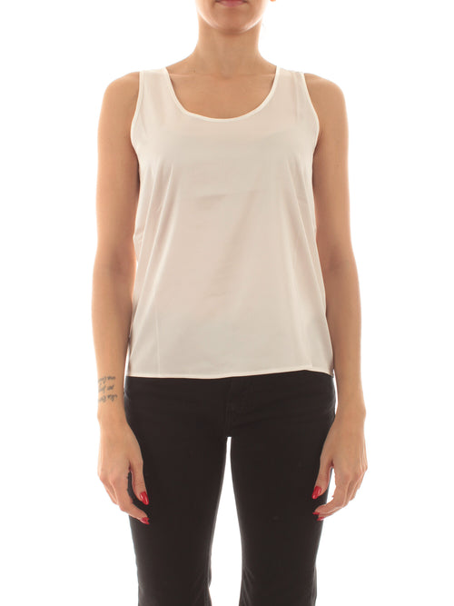 Emme Marella HIGHER top in raso da donna bianco