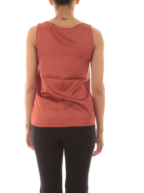 Emme Marella HIGHER top in raso da donna mattone