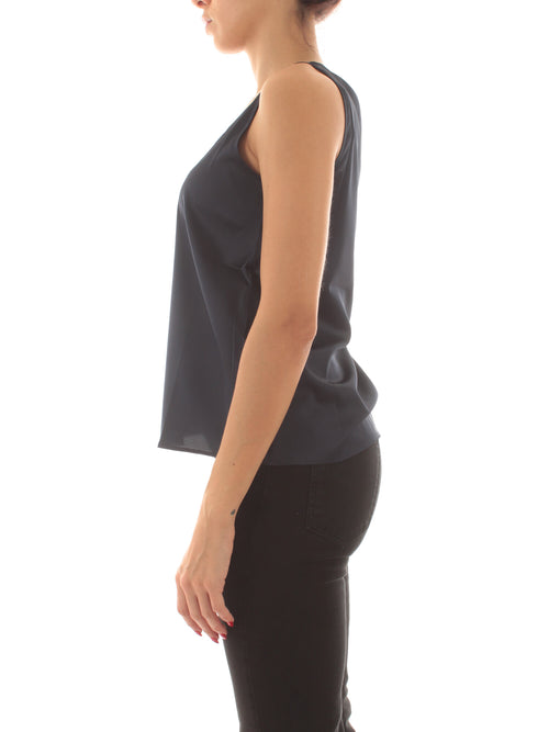 Emme Marella HIGHER top in raso da donna blu