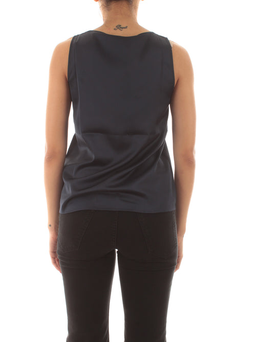 Emme Marella HIGHER top in raso da donna blu