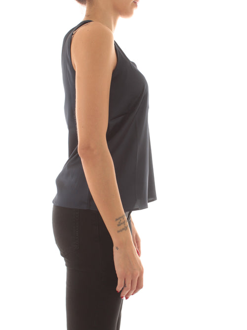 Emme Marella HIGHER top in raso da donna blu