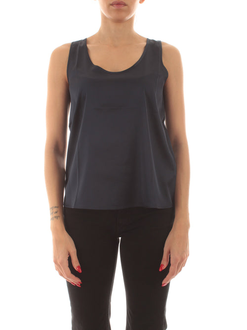 Emme Marella HIGHER top in raso da donna blu