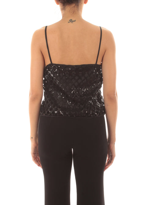 Emme Marella REMORA top in full paillettes da donna nero