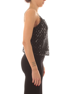 Emme Marella REMORA top in full paillettes da donna nero