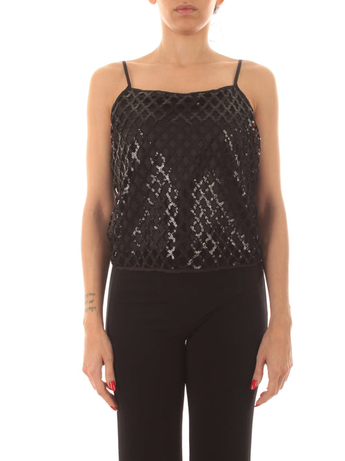 Emme Marella REMORA top in full paillettes da donna nero