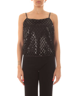 Emme Marella REMORA top in full paillettes da donna nero