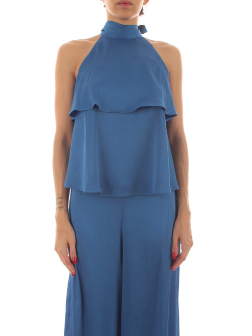 Emme Marella GAMBO top in creponne da donna zaffiro