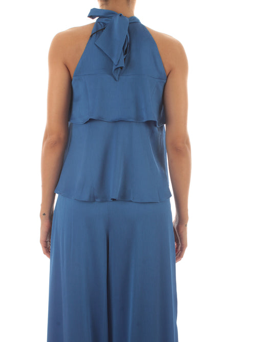 Emme Marella GAMBO top in creponne da donna zaffiro