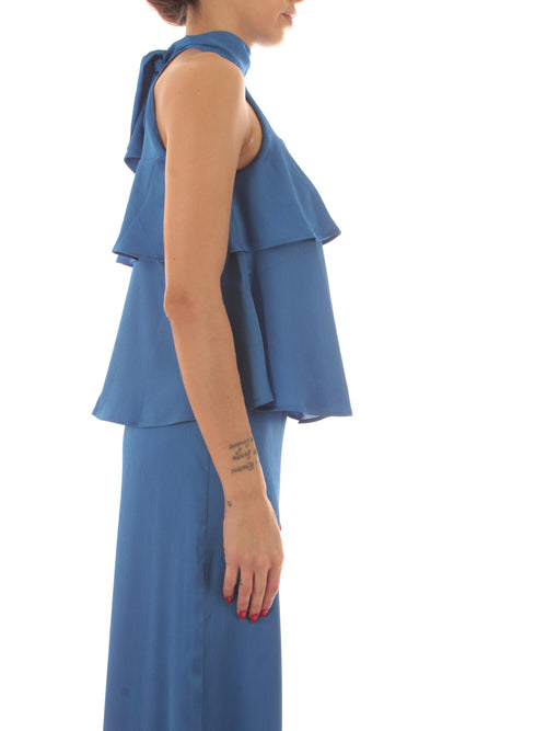 Emme Marella GAMBO top in creponne da donna zaffiro